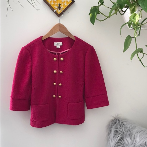 LOFT Jackets & Blazers - Ann Taylor fuchsia wool blend crop blazer